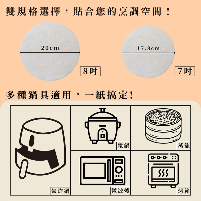 【小閨祕】 氣炸鍋專用紙 7 吋 ( 圓形 ) 60 入